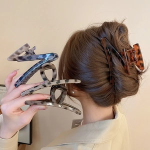 Detail view of tortoiseshell leopard print hair clips showing texture and grip quality