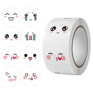 Cute Funny Facial Expression Stickers Self-Adhesive Reward Labels For Teachers Students Classroom Gift Packaging Kawaii