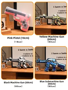 Detailed grid view of assorted pixel art plush toys in various gun shapes and sizes