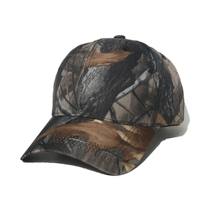 Tactical camouflage baseball cap for outdoor fishing in brown and grey leaf pattern