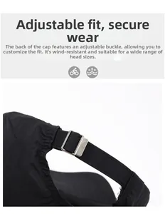 Detail of adjustable metal buckle on quick-dry outdoor sport cap for stable fit