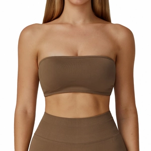 Seamless coffee brown sports bra and high-waisted shorts set for yoga and running