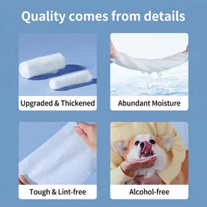 Thickened honeycomb pet wipes for cats and dogs, alcohol-free cleaning wipes 80-count