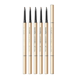 Waterproof double-headed ultra-fine eyebrow pencils in gold casing, set of six shades