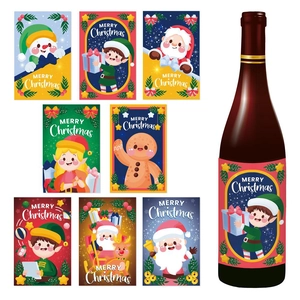 Étiquettes De Bouteille De Vin De Noël Autocollants Pour Décoration De Fête Père Noël Elfes Dessins Auto Adhésif