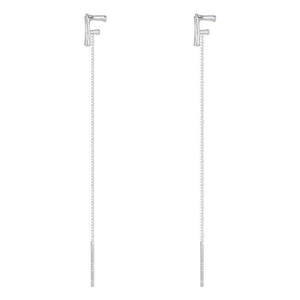 Elegant S925 sterling silver tassel drop earrings with stylish F letter design