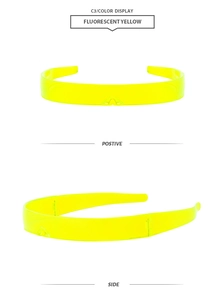 Front and side views of fluorescent yellow futuristic punk style wrap-around sunglasses