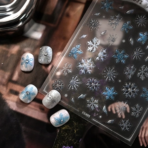 Snowflake Nail Art Stickers 5D Embossed Laser Holographic Winter Christmas Manicure Decals For Women DIY Decoration