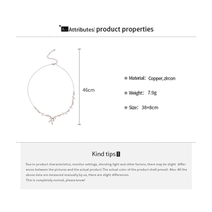 Detail specifications of silver zircon flower pendant necklace with 38+8cm chain length