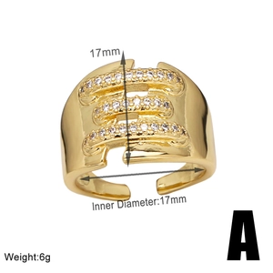 Detail view of gold bear ring showing 17mm inner diameter and multi-row crystals