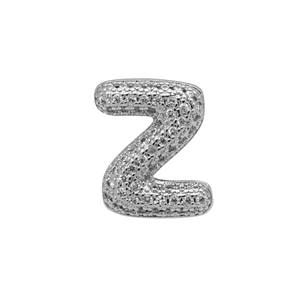 Zilveren letter Z bedel met micro-pave zirkonia voor DIY-armbanden en sieraden