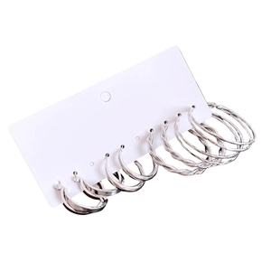 Set di 6 paia di orecchini a cerchio argento con texture lisce e intrecciate