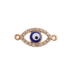 Detailed evil eye pendant with gold plating and blue crystals for jewelry making