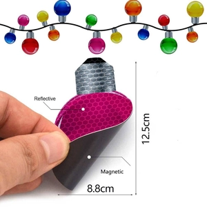 Reflective magnetic Christmas bulb stickers measuring 12.5cm by 8.8cm for car decoration