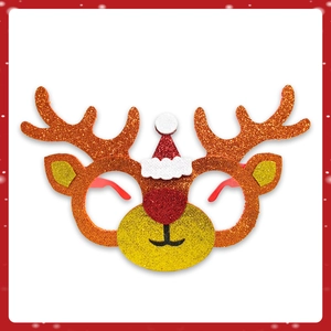 Lunettes en feutre renne scintillant avec cornes pailletées et mini bonnet de Noël