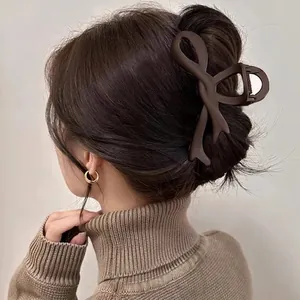 Elegant large matte coffee brown bow claw clip for thick hair styling for women
