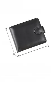 Detailed size specifications for men's PU leather wallet with card slots and coin pocket