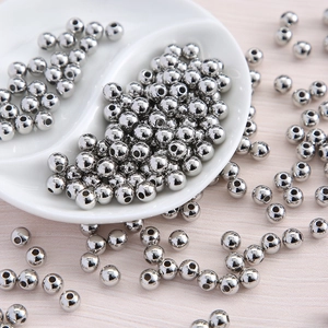 Silver plated acrylic round spacer beads for DIY jewelry making and bracelets
