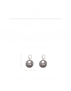 Détail des boucles d'oreilles vintage éléphant avec dimensions précises 4,4cm par 2,6cm