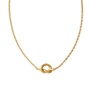 Elegant gold knot pendant necklace in polished titanium steel for women minimalist style