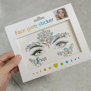 Detailed view of AB crystal face gem stickers in packaging for music festivals