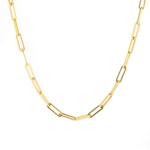 Collana a graffetta in titanio placcato oro 18 carati con maglie geometriche lucide