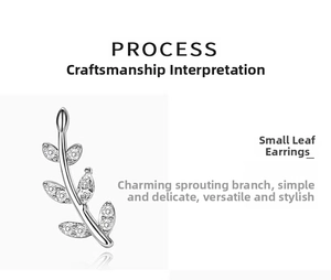 Detailed view of s925 silver branch earrings with sparkling white cubic zirconia stones