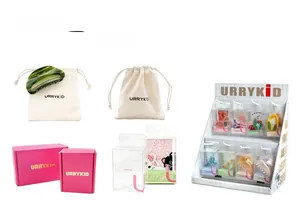 Premium packaging options including branded cloth bags and boxes for acetate hair clips