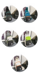 Detailed view of water-resistant crossbody bags in five colors with checkerboard pattern