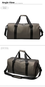 Detail of waterproof travel bag with adjustable shoulder strap and sturdy carry handles