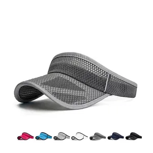 Sun Visor Hat Empty Top Breathable Mesh Polyester Extended Brim Adjustable Outdoor Sports Running Tennis Men Women