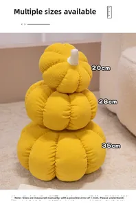 Guide des tailles pour coussins citrouille en velours côtelé de 20 cm, 28 cm et 35 cm