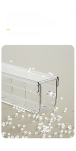 Detail of wall-mounted organizer made from crystal clear high-quality PET material