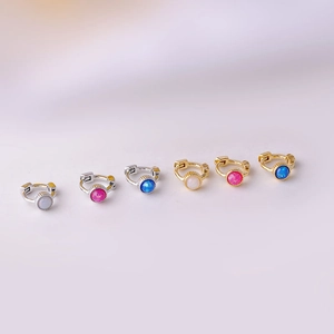 Chic gold and silver small hoop earrings featuring blue pink and white round beads