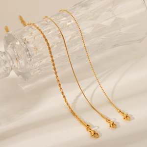 Gold Stainless Steel Bracelet Twist Rope Snake Bone Bead Chain Minimalist Geometric Elegant Trendy Fashion For Women