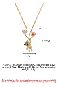 Macro detail of balloon bear pendant with sparkling crystals and titanium steel chain
