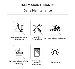 Daily maintenance guide for stainless steel pearl earrings with care instructions icons
