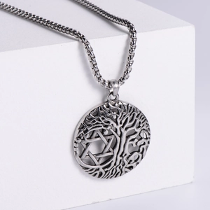 Classic Nordic Viking tree of life hollow stainless steel pendant necklace for men