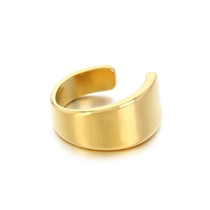Minimalist wide open gold-plated stainless steel ring with a sleek polished finish for unisex