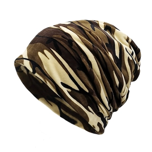 Versatile camouflage knit beanie with woodland pattern for outdoor and sports fashion