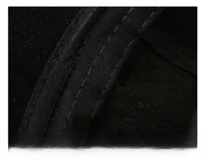 Detail of widened sweatband and reinforced stitching on the wool baseball cap inner lining