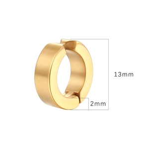 Boucle d'oreille clip punk 13mm en acier inoxydable doré pour oreilles non percées