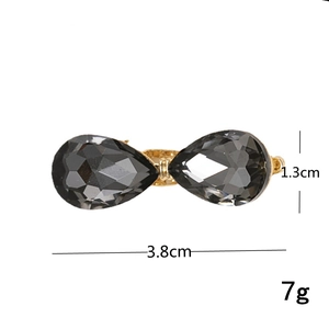 Funkelnde Kristall-Haarspange in Tropfenform mit Goldfassung, Maße 3,8 cm lang und 1,3 cm hoch