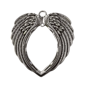 Pendentif ailes d'ange en cœur argent rétro en alliage pour ornements de Noël DIY