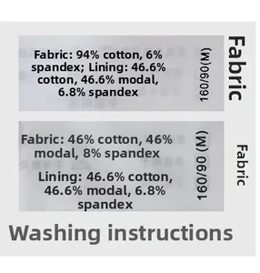 Detail of fabric composition labels showing cotton and modal blend for ribbed bralette