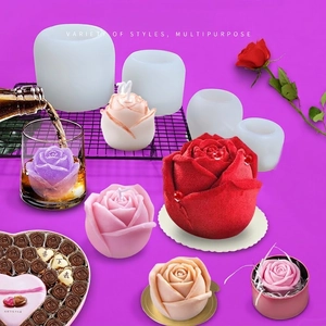 3D Rose Flower Silicone Mold DIY Cake Baking Tool For Candle Soap Ice Cube Valentines Day Kitchen Accessory