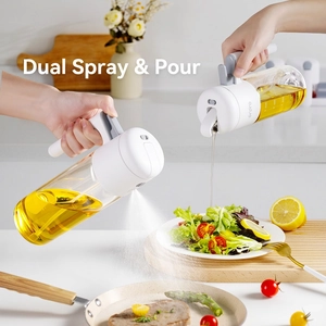 Pulvérisateur et distributeur d'huile 2-en-1 en verre de 500ml avec échelle graduée