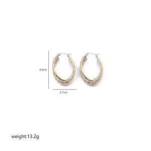 Size specifications of two-tone woven stainless steel hoop earrings with 4.4cm height