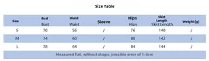 Size chart for slim fit ruched long dress with detailed measurements in centimeters