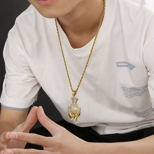 Hip-hop gold dollar money bag pendant necklace for men with iced-out rhinestone details